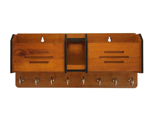 Wooden wall key & phone holder